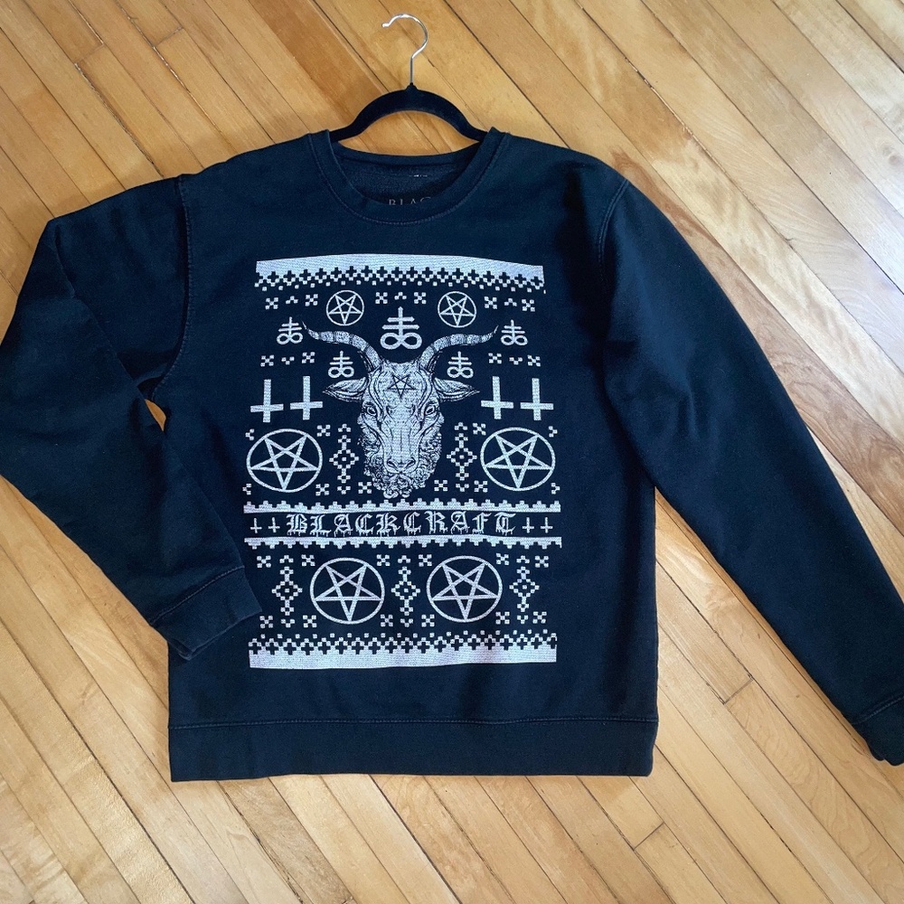 BLACKCRAFT 2017 Christmas Sweatshirt Black Craft Pentagram Salem Witch Spooky